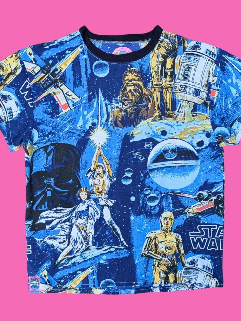 Handmade, Upcycled Star Wars Bedsheet T-Shirt Oversized S-M, Fitted L-XL